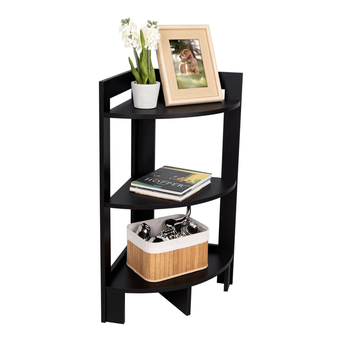 TUHOME - Mesa Auxiliar Esquinera - Negro 80.6x54.8x38.8 cm