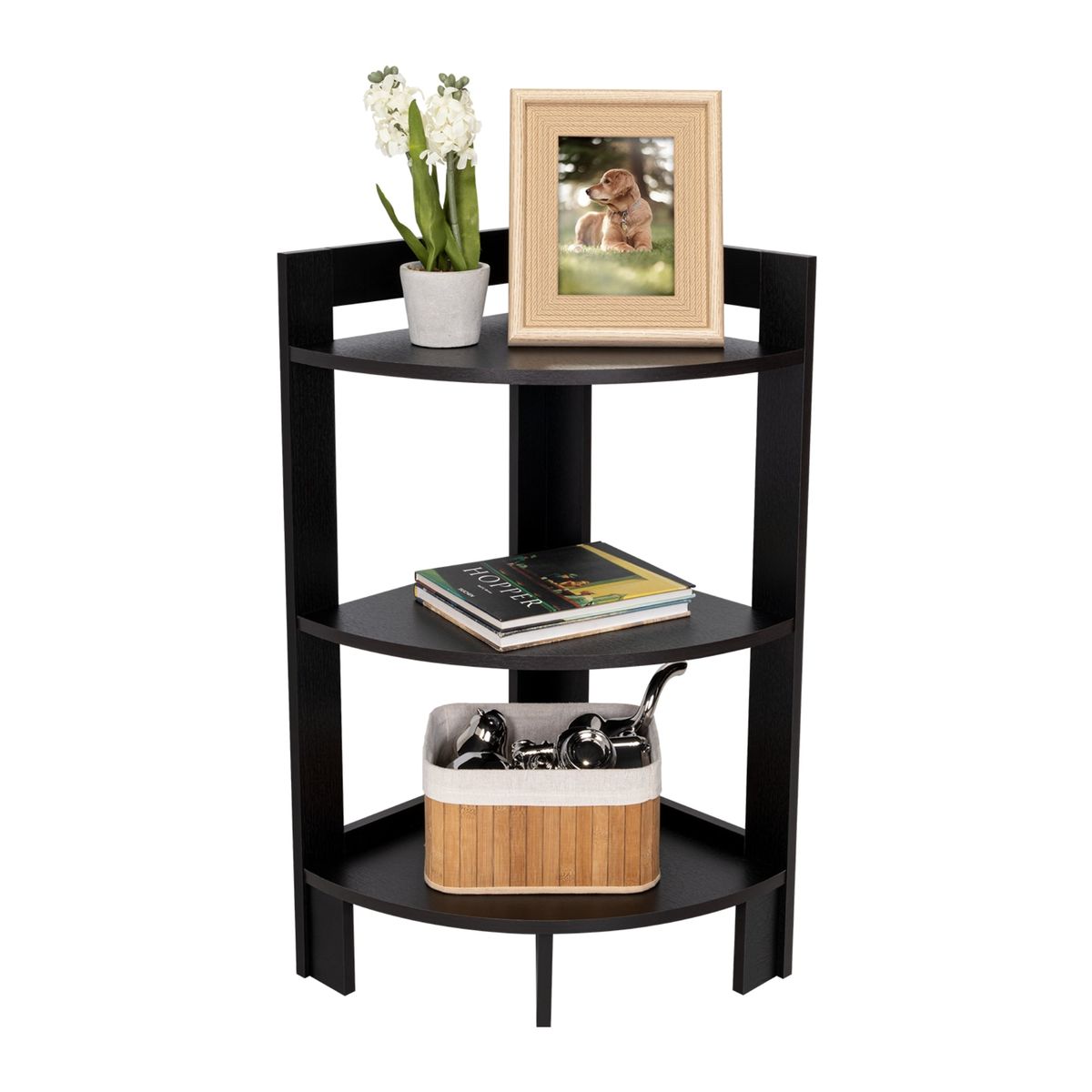 TUHOME - Mesa Auxiliar Esquinera - Negro 80.6x54.8x38.8 cm