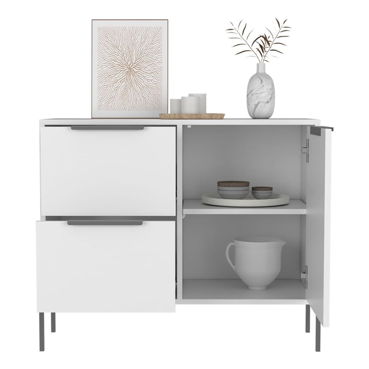 TUHOME - Buffet White Collection 1 Puerta 2 Cajones Blanco