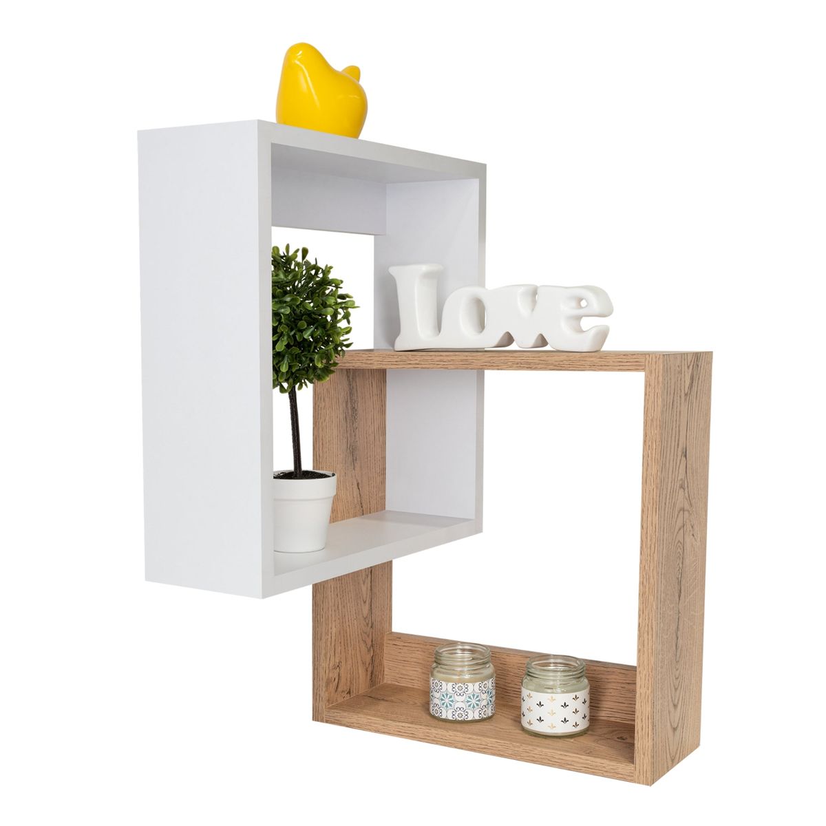 TUHOME - Repisa Esquinera Fm-033C - Café Claro / Blanco