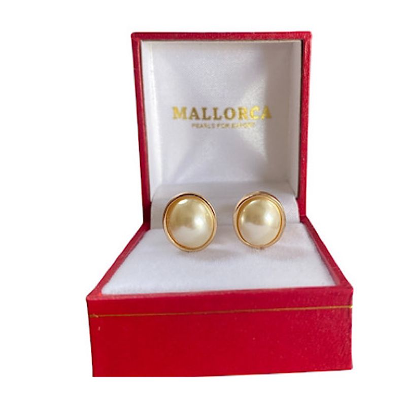 MALLORCA AROS CLIP PERLAS DE MALLORCA 12MM ENCHAPADOS EN ORO DE
