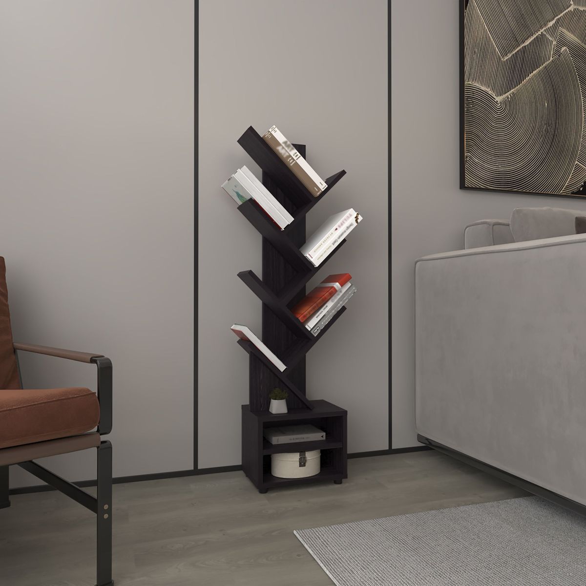 TUHOME - Librero 1161x305x21 Cm Kingstree Wengue