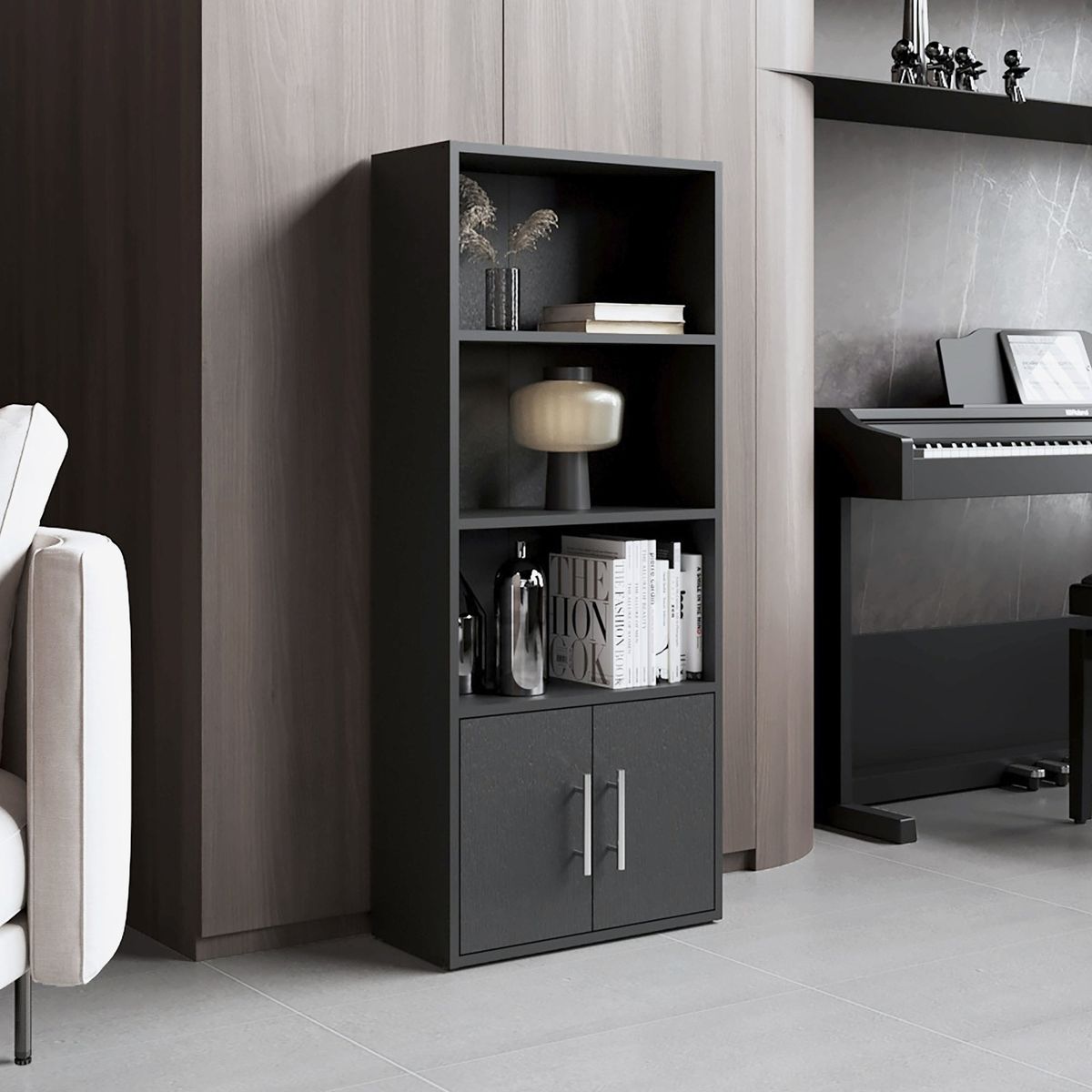 TUHOME - Biblioteca Eco Joy 2 Puertas 4 Niveles Wengue