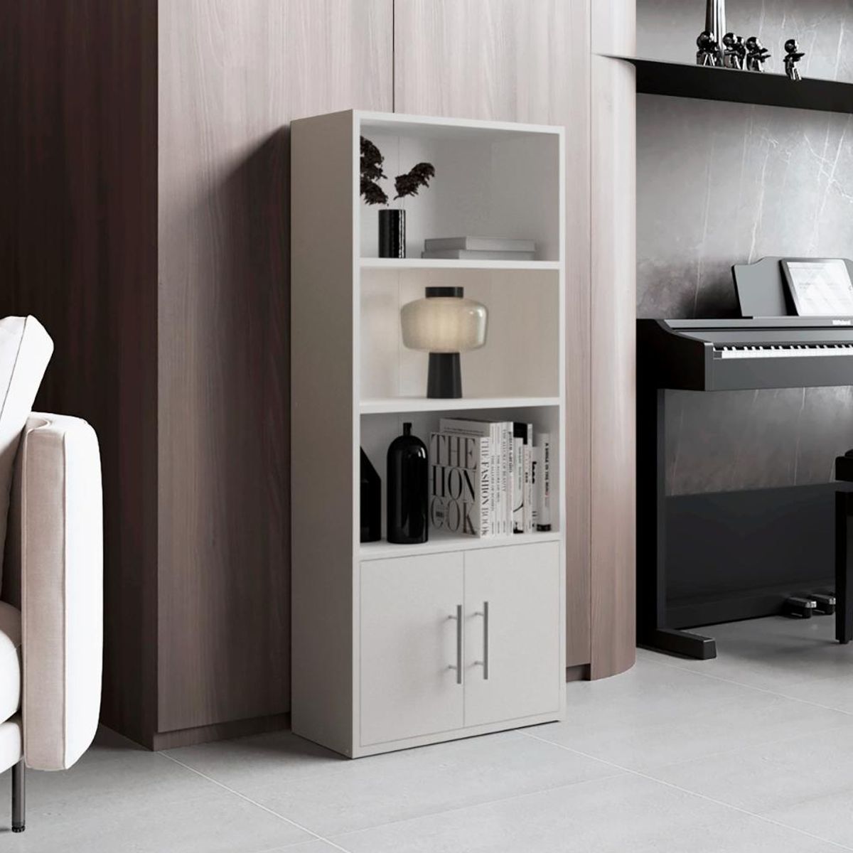 TUHOME - Biblioteca Eco Joy 2 Puertas 4 Niveles Blanco