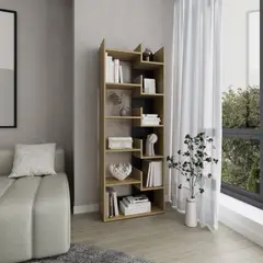 TUHOME - Biblioteca 6 Niveles Clover Fresno Y Wengue 162x60x25 Cm