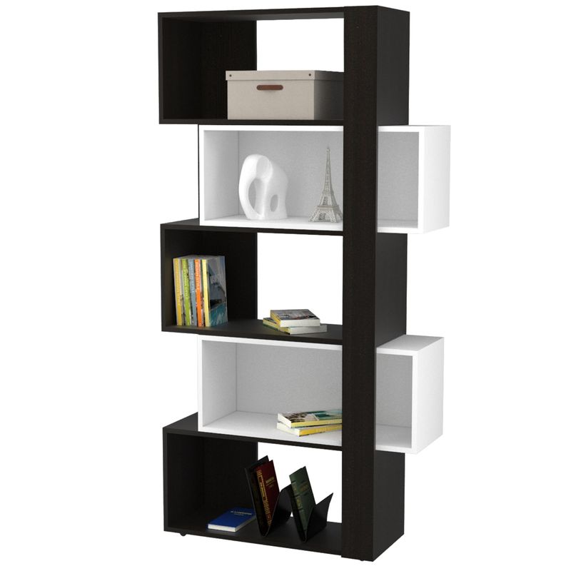 TUHOME - Biblioteca Beijing 2 Modulos Mobiles Wengue Y Blanco