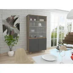 TUHOME - Vitrina Salem 4 Puertas Miel Y Plomo 180x91x42 Cm