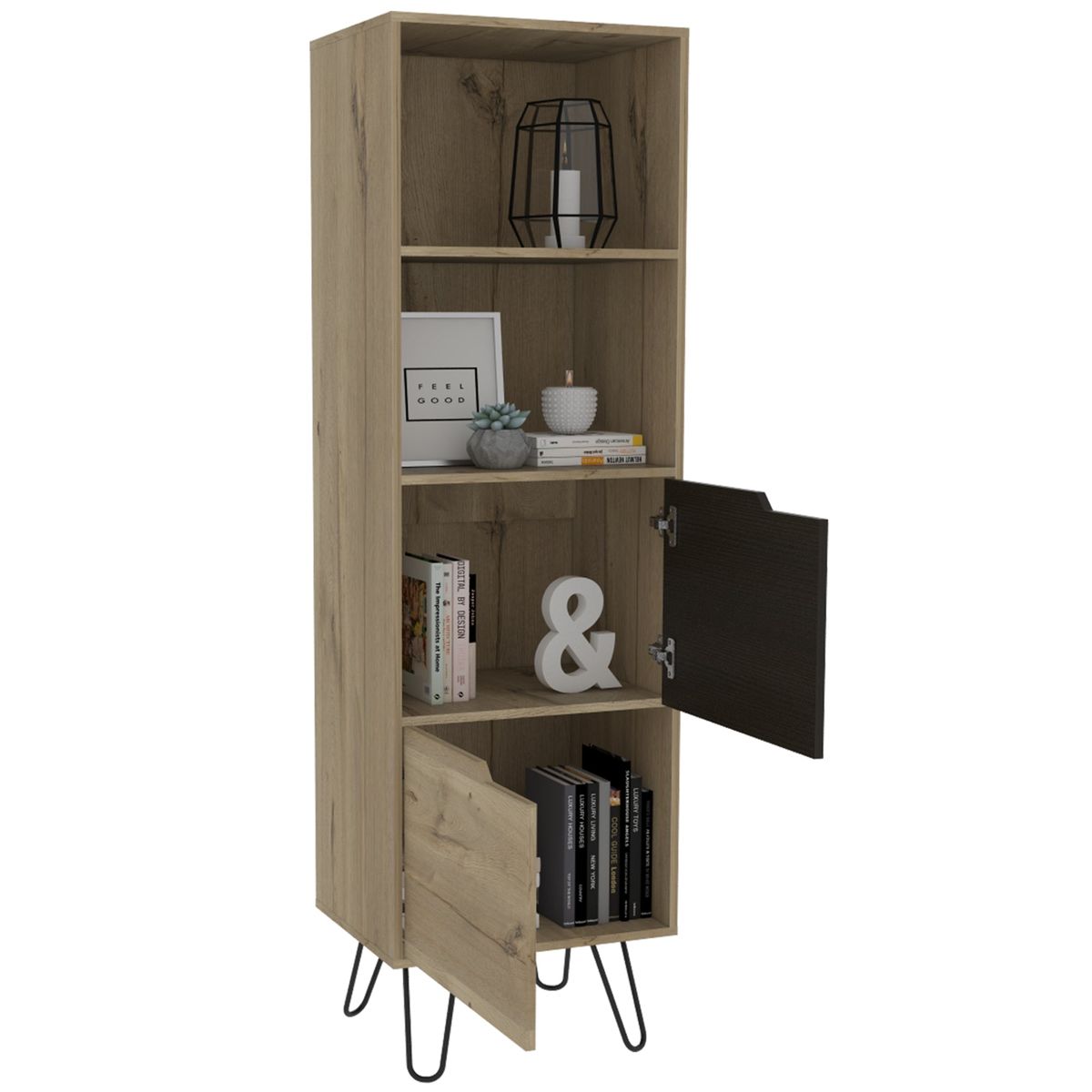 TUHOME - Librero 2 Puertas Fm-002C - Cafe Claro / Necro