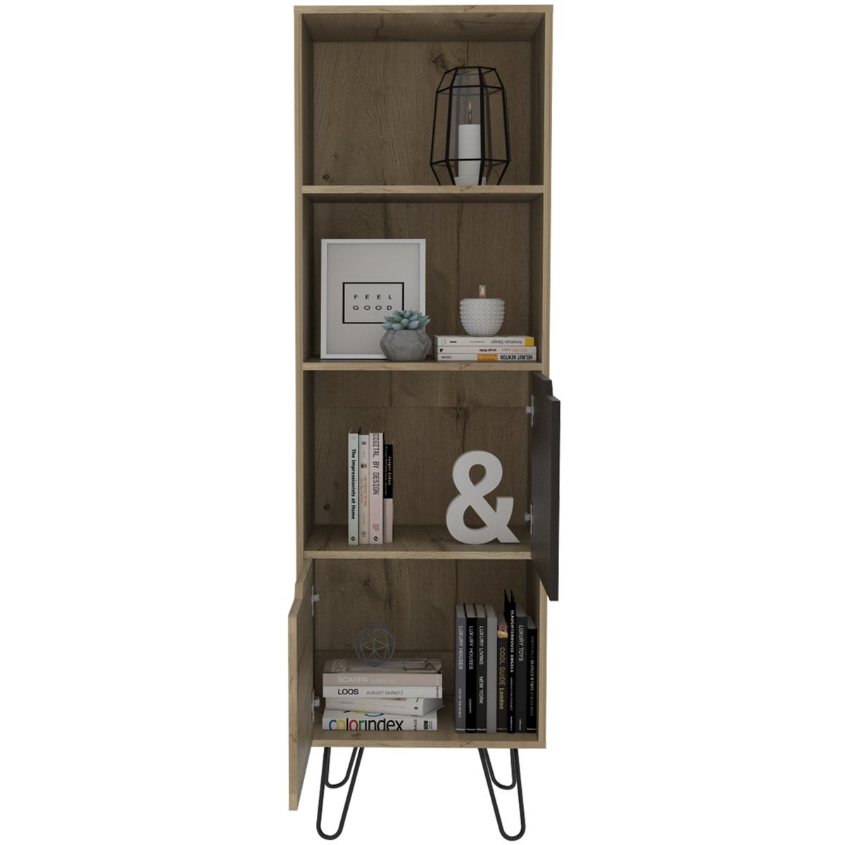 TUHOME - Librero 2 Puertas Fm-002C - Cafe Claro / Necro