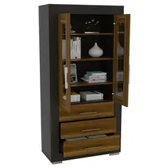 TUHOME - Vitrina Albatros 2 Puertas 3 Cajones Wengue Y Caramelo