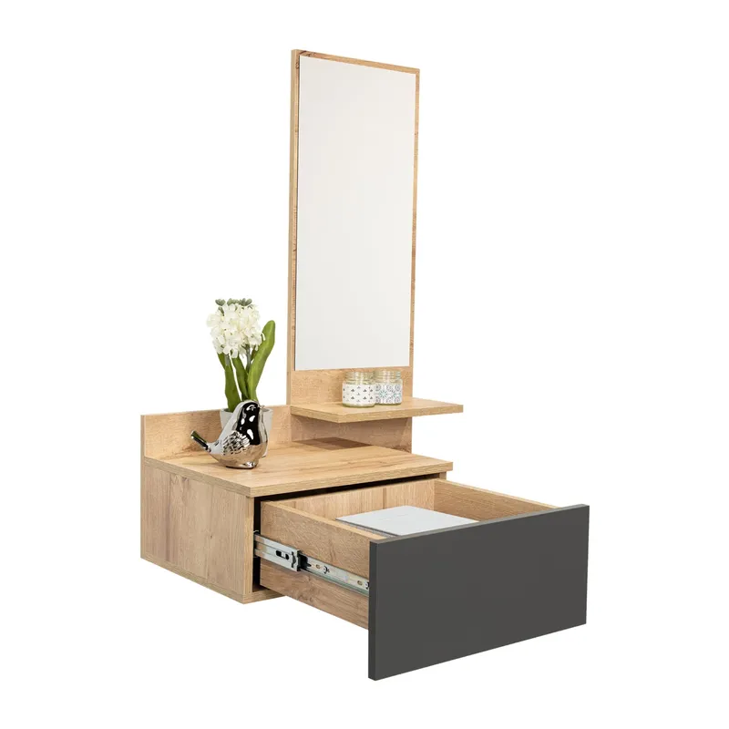 TUHOME - Mueble Recibidor Flotante 1 Cajon Viena Duna Y Plomo