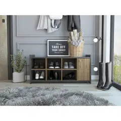 TUHOME - Mueble Recibidor Zapatero Z-101 Carbón Y Gales 1 Puerta