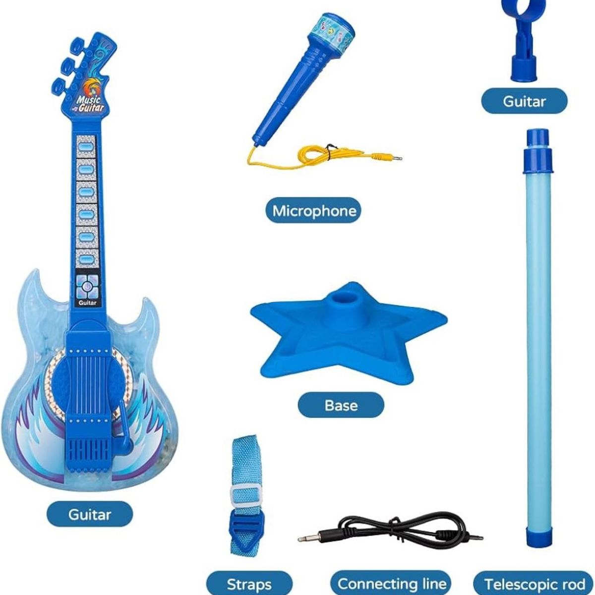 GENERICO - Juguete Guitarra Musical Para Niños Micrófono Karaoke Azul