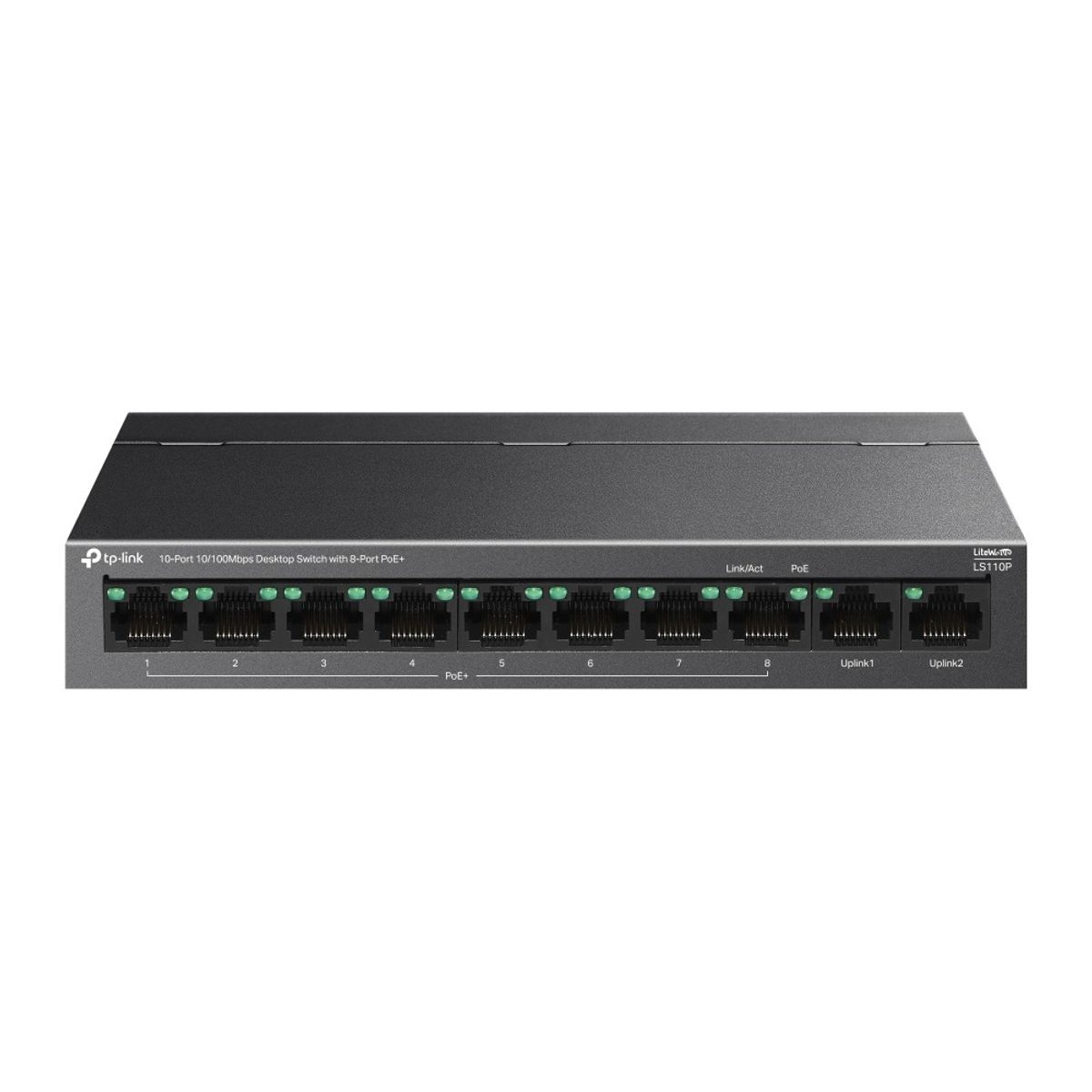 TP LINK - Switch TP-Link LS110P de 10 Puertos, 8 Puertos PoE+ 96W de Potencia