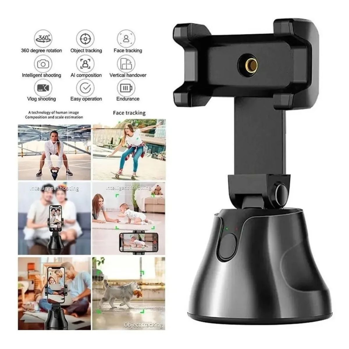 GENERICO - Soporte Celular Selfie Robot Automatico 360°