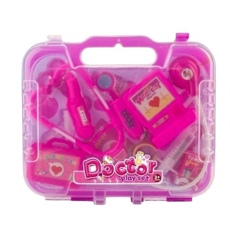 GENERICO - Set De Doctora Niña Juguete Maleta Plegable 19 Piezas Rosa