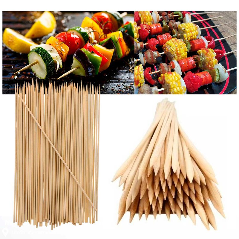 GENERICO - 120 Palillos Anticuchos 40cm Brochetas Bambú Fechas Patrias