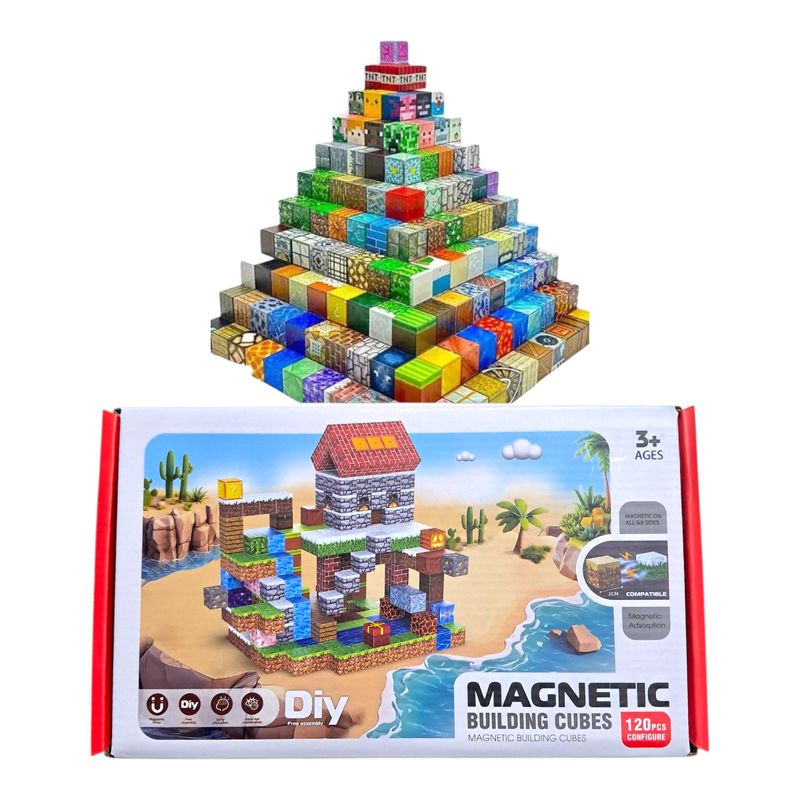 GENERICO - 120 Bloques Magnéticos Cubos Minecraft