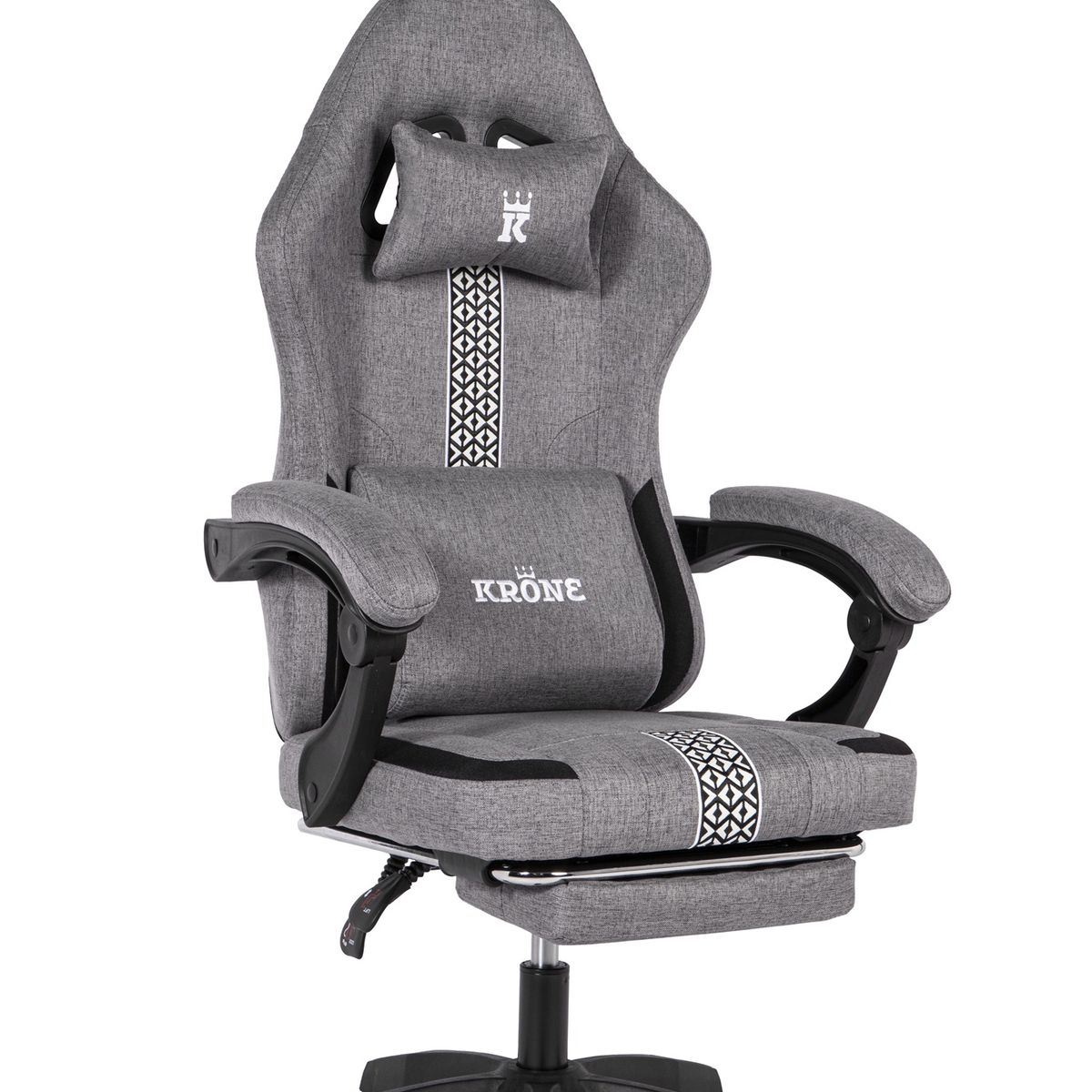 KRONE GAMING - Silla Gamer Oficina Krone Reclinable Fabric Gris