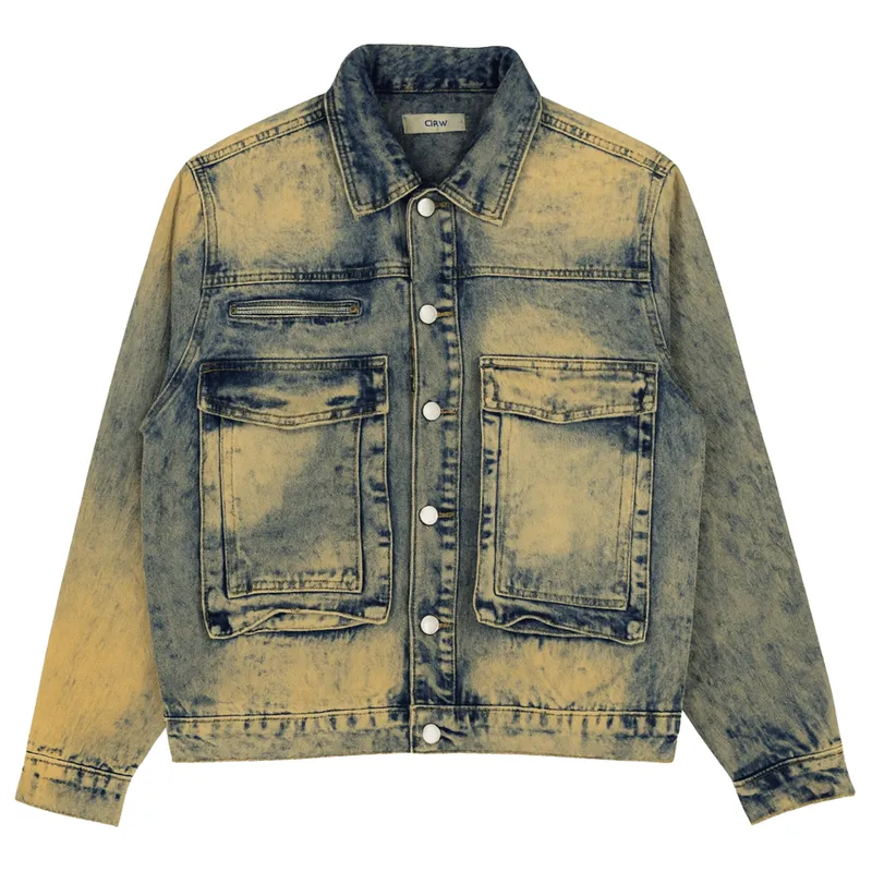 D'JOE - Chaqueta Mezclilla Cargo Hombre Acid Wash Oxide