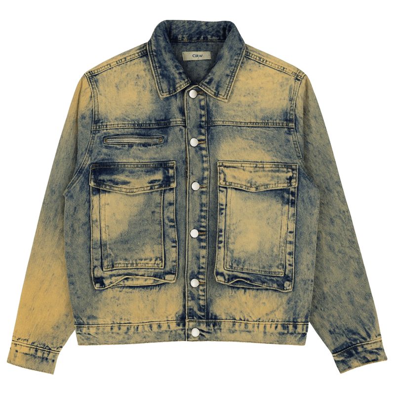 D'JOE - Chaqueta Mezclilla Cargo Hombre Acid Wash Oxide