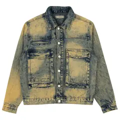 D'JOE - Chaqueta Mezclilla Cargo Hombre Acid Wash Oxide