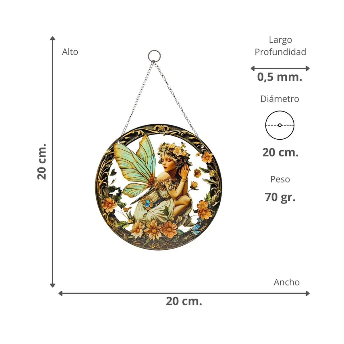GENERICO - Adorno Colgante Acrílico Atrapasol Hada.