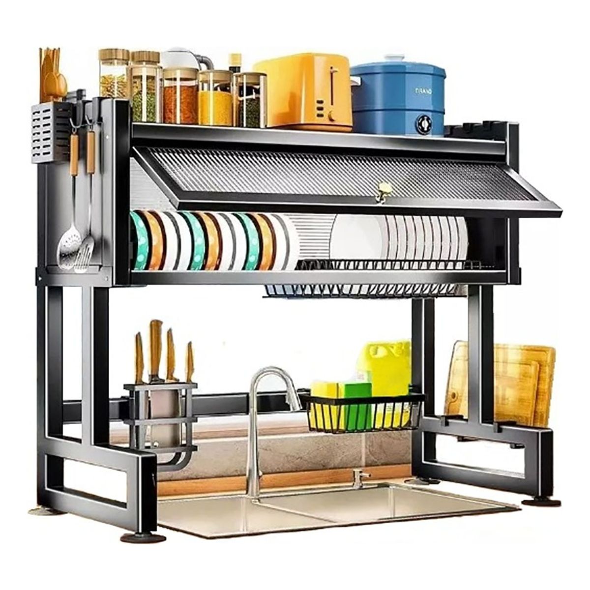 ANYHOGAR - Escurridor Secador Loza Platos 2 Niveles Organizador Cocina