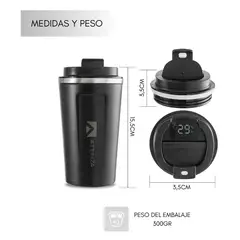 GENERICO - Vaso Termo Café Botella Agua Térmica con Pantalla de Medición de Temperatura