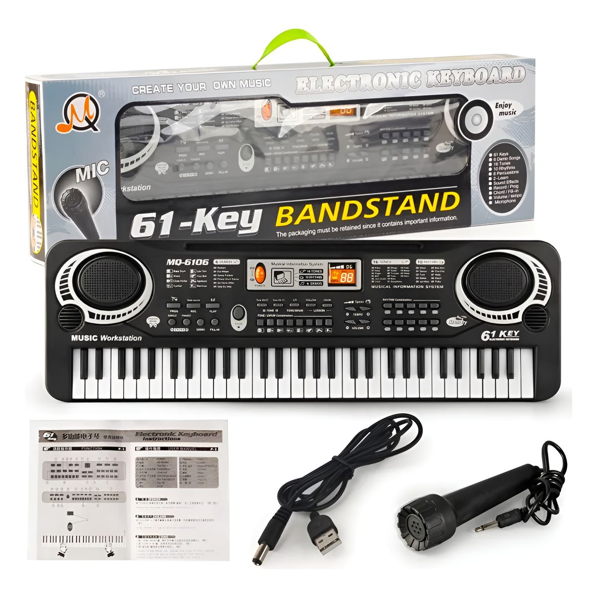 TOYUN TOYUN - Teclado 61 Teclas Teclado Piano Teclado Musical Con Micrófon