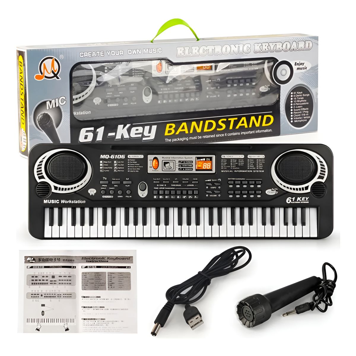 TOYUN TOYUN - Teclado 61 Teclas Teclado Piano Teclado Musical Con Micrófon
