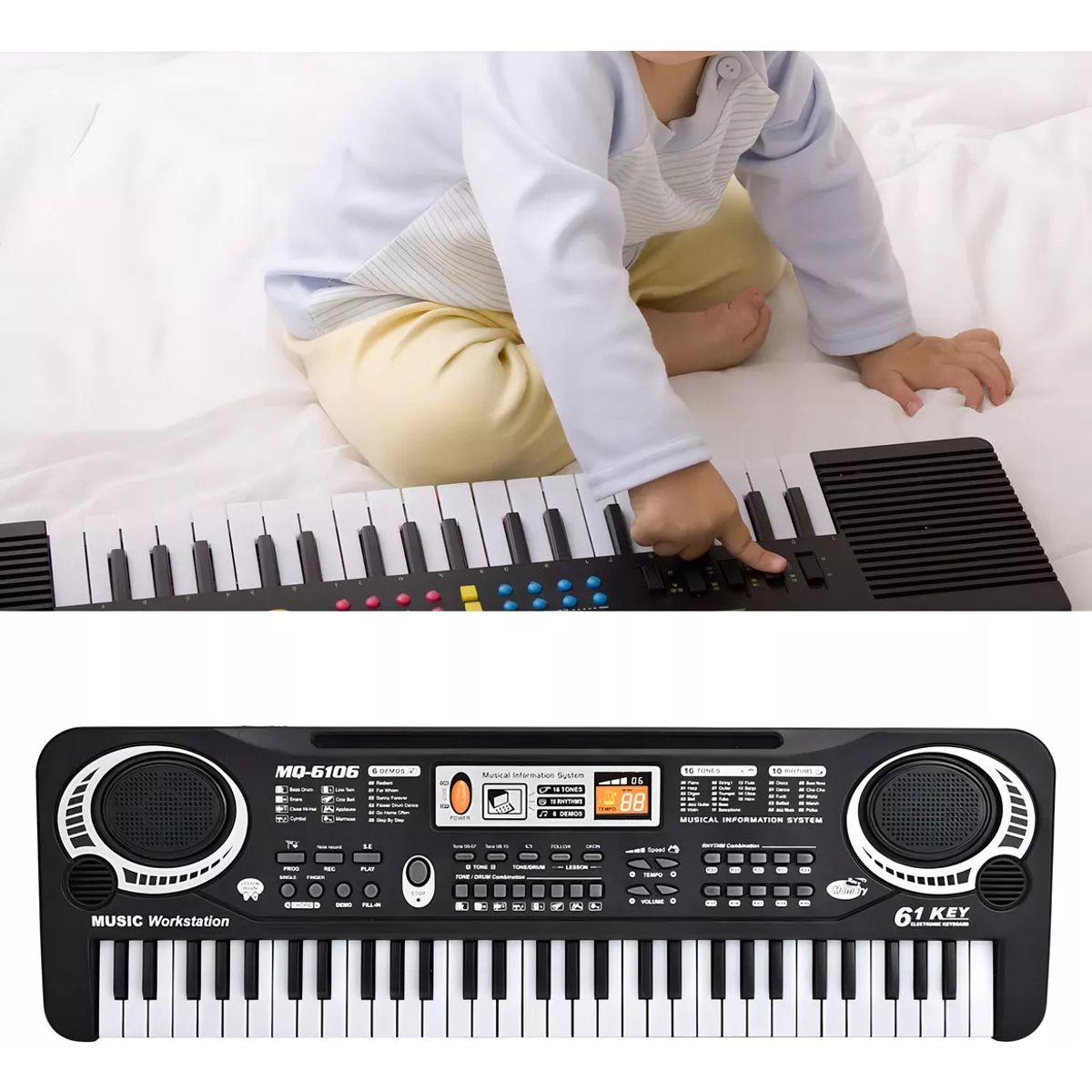 TOYUN TOYUN - Teclado 61 Teclas Teclado Piano Teclado Musical Con Micrófon