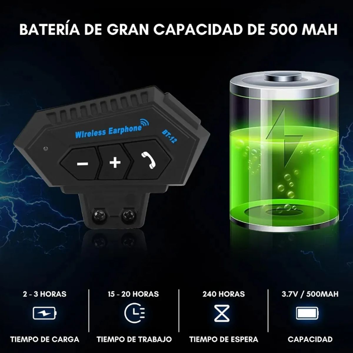 GENERICO - Intercomunicador Manos Libres para Casco con Bluetooth 5.0 Resistente al Agua