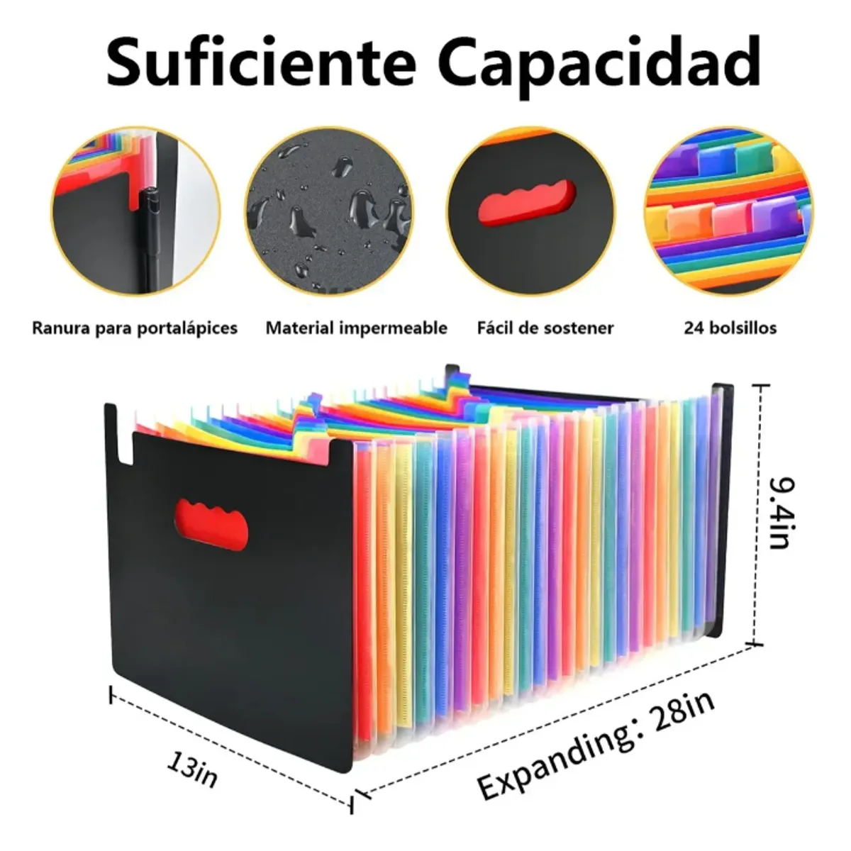 GENERICO - Carpeta Organizadora Clasificadora A4 con 24 Fuelles