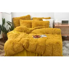 GENERICO - Cobertor Peludo 2 Plazas Color Mostaza