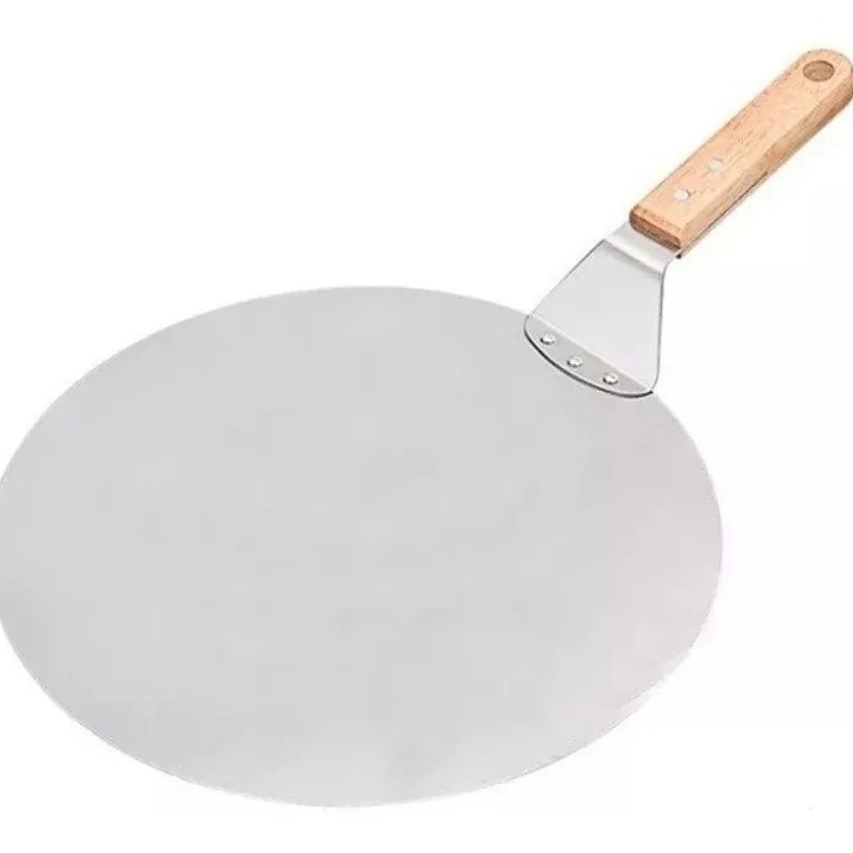GENERICO - Pala De Pizza Redonda 30 Cm Acero Inox Con Mango De Madera