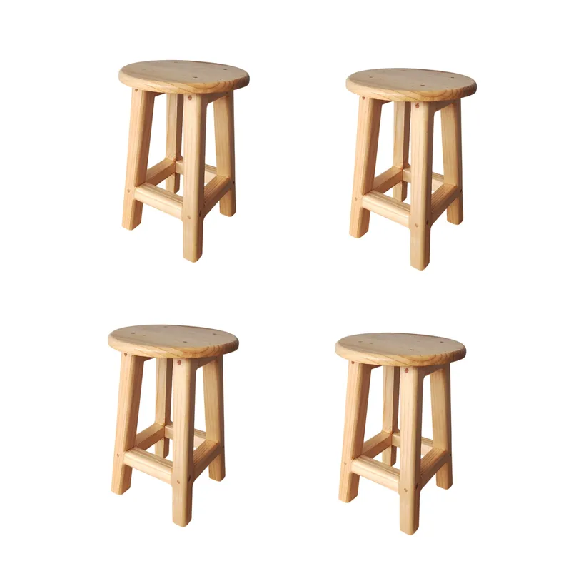 GENERICO - 4 Unidades Taburete Piso Madera De 45 Cm Barniz Natural