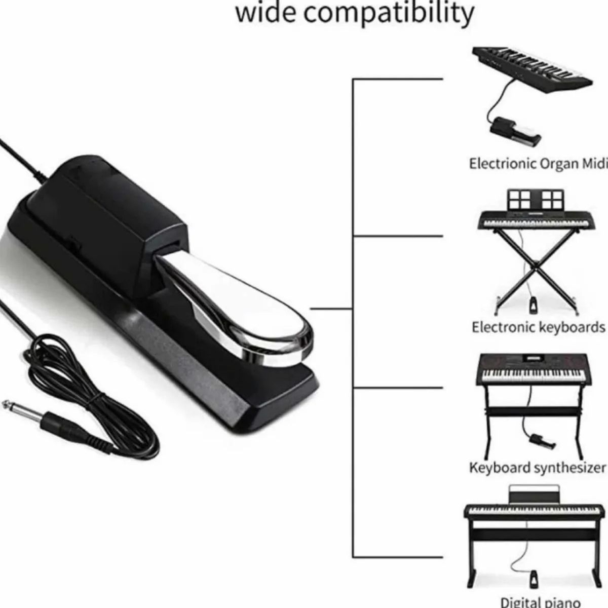 GENERICO - Pedal Sustain Universal Teclado Polaridad Piano Música