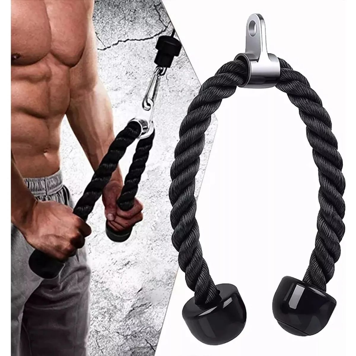 GENERICO - Cuerda Soga Para Triceps Biceps Polea Mancuernas Fitness