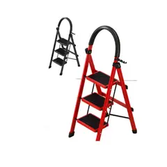 GENERICO - Escalera Plegable 3 Escalones Antideslizante Color Negro