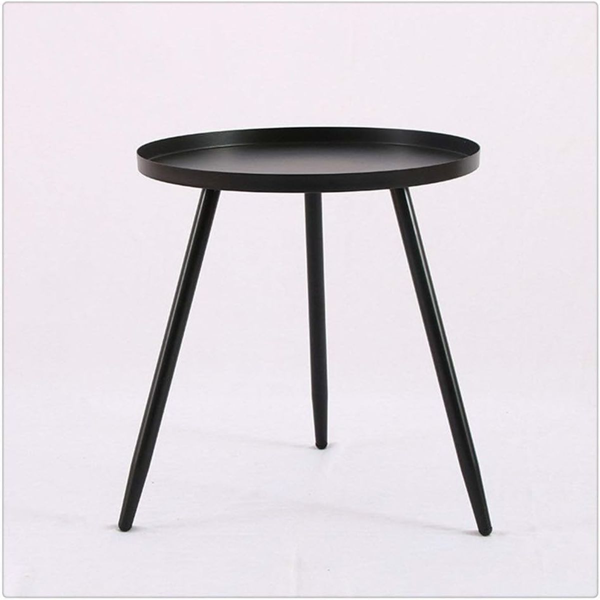 MOBOI - Pack 2 Mesas Auxiliar Centro Metalica Redonda 42x42x45cm Negro