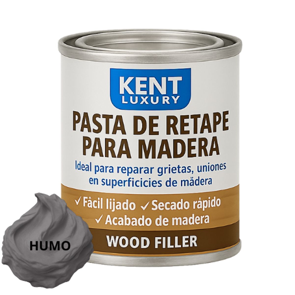 KENT - PASTA RETAPE DE MADERAS 200 GRAMOS - TONO NEGRO HUMO