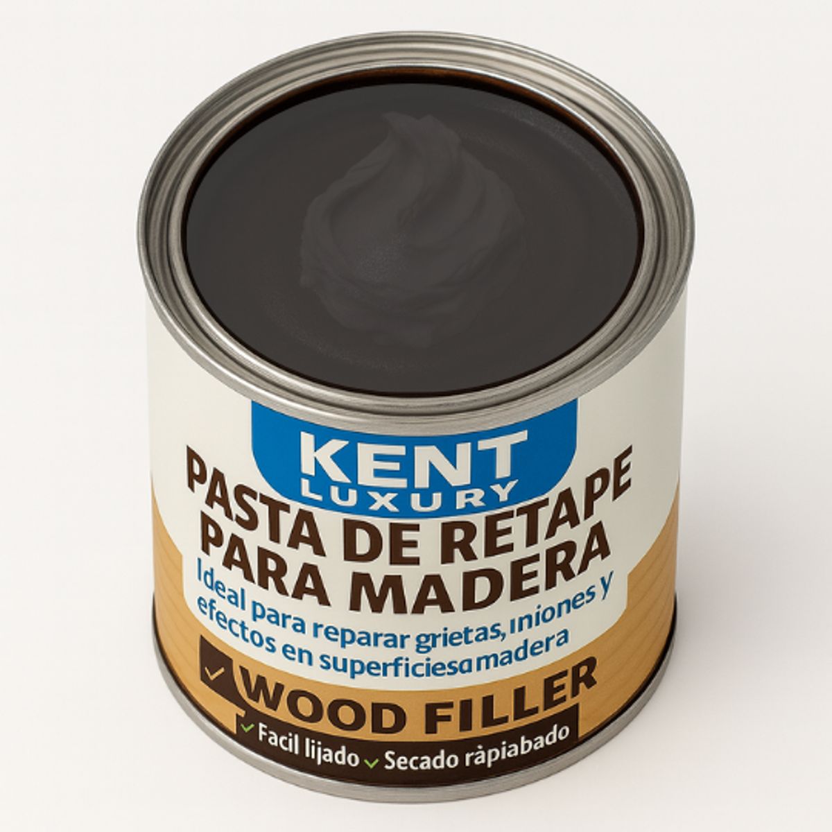 KENT - PASTA RETAPE DE MADERAS 200 GRAMOS - TONO NEGRO HUMO
