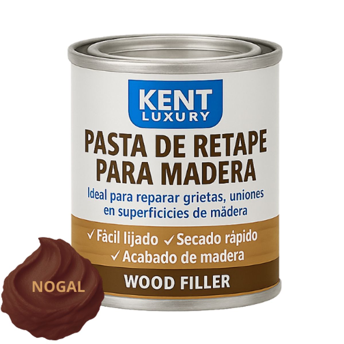 KENT - PASTA RETAPE DE MADERAS 200 GRAMOS - TONO NOGAL