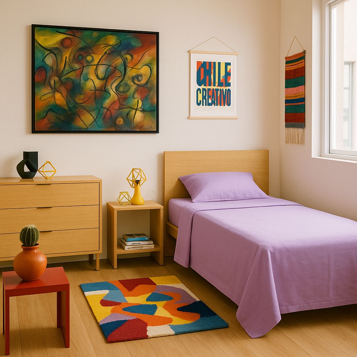 ARMONIA - Set de Sábanas 144 Hilos Morado 1½ Plazas Económico