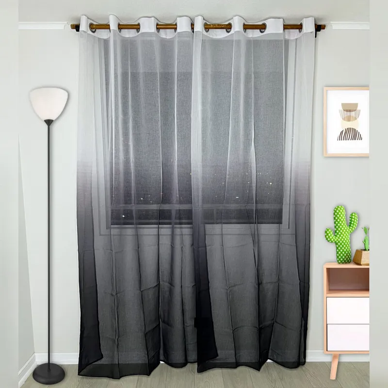 GENERICO - Pack De Visillos En Degrade Medida 140cm x 230cm Color Negro