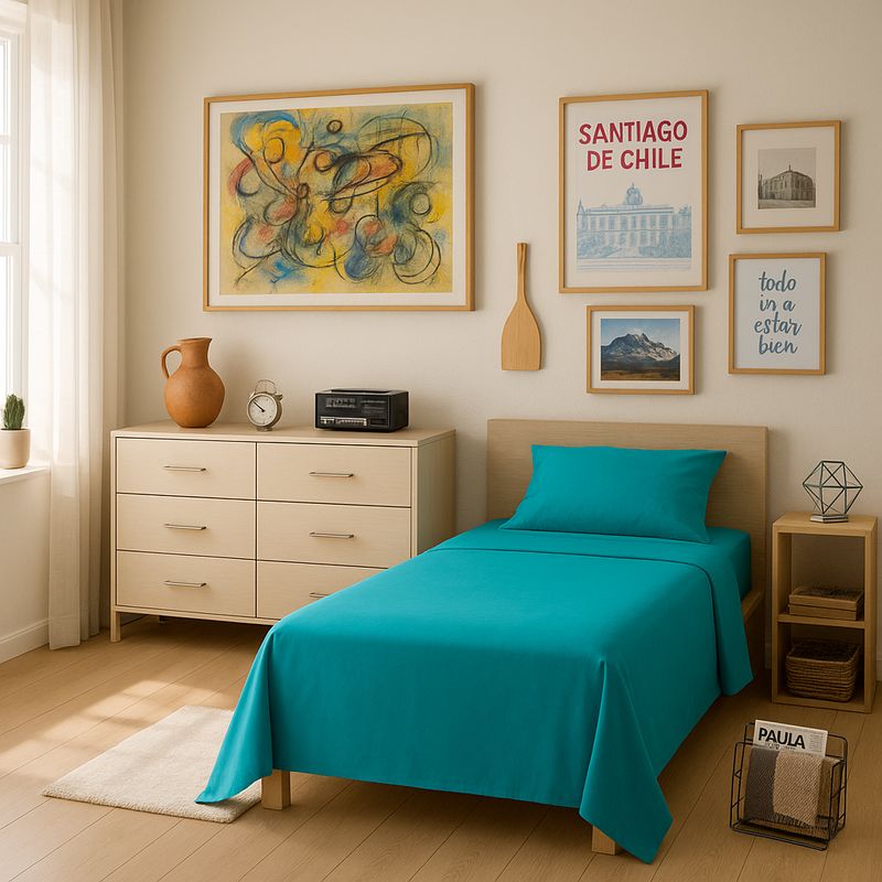 ARMONIA - Ropa de Cama 144 Hilos Verde Plaza y Media Económico