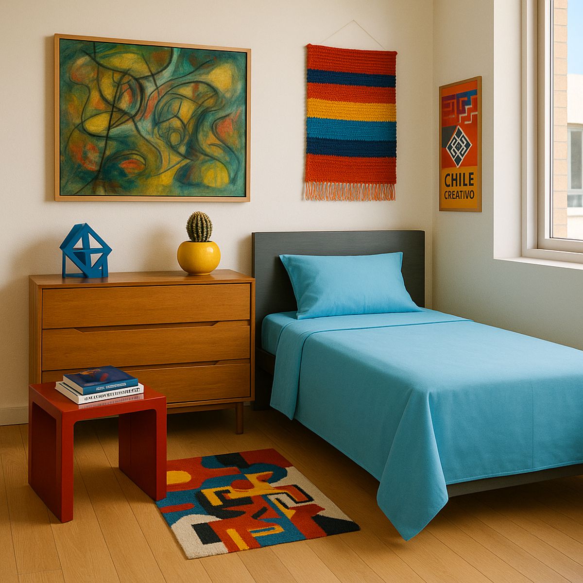 ARMONIA - Set de Cama Económico 144 Hilos Azul Plaza y Media Básico