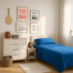 ARMONIA - Conjunto de Sábanas Económicas 144 Hilos Azul Plaza y Media