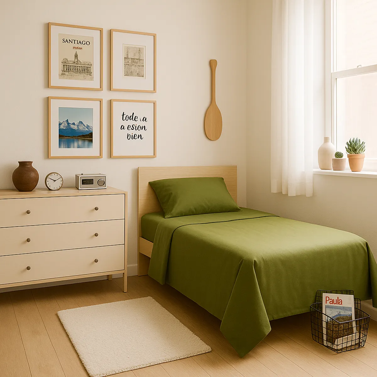 ARMONIA - Set de Cama Verde 144 Hilos Plaza y Media Económico